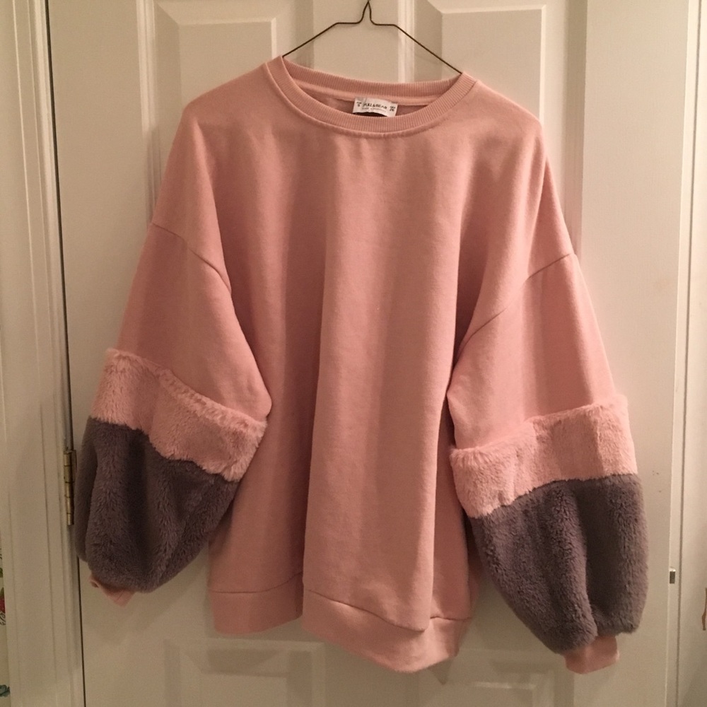 Pull and bear furry sleeves sweatshirt
